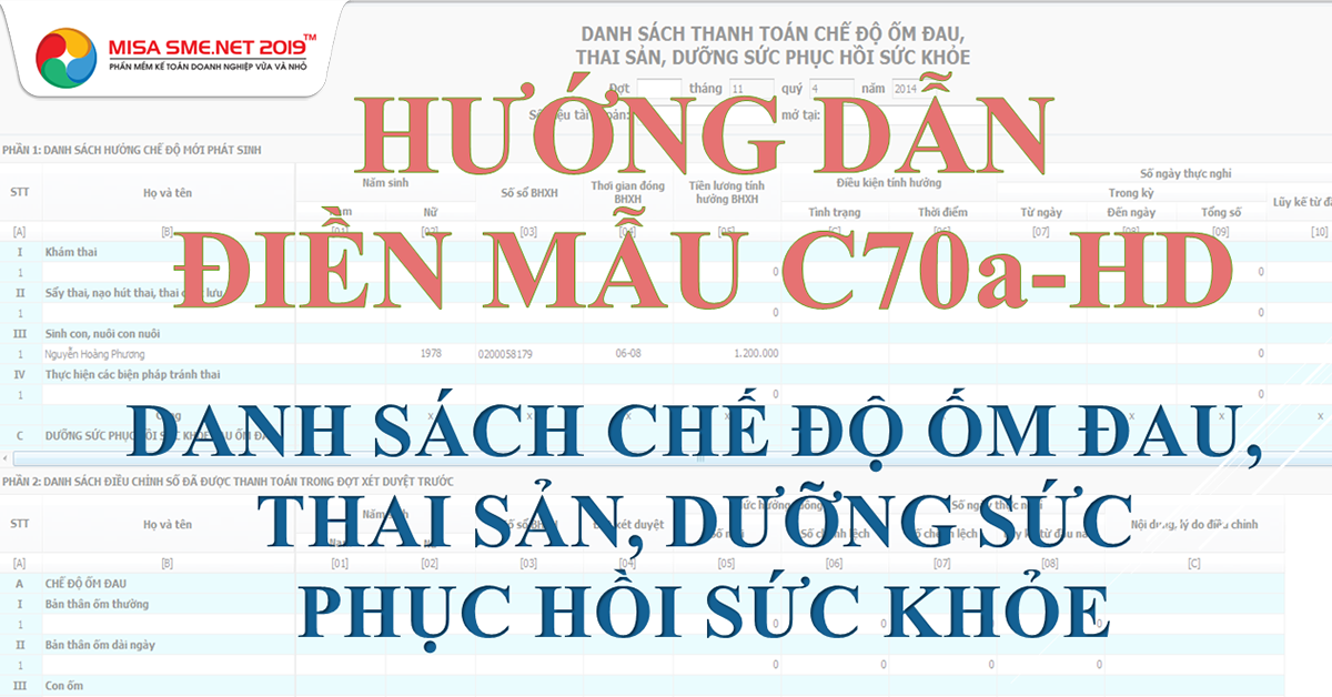 Thủ tục Chế độ Thai sản: Hướng dẫn kế toán cách ghi Mẫu C70a HD mới nhất năm 2019