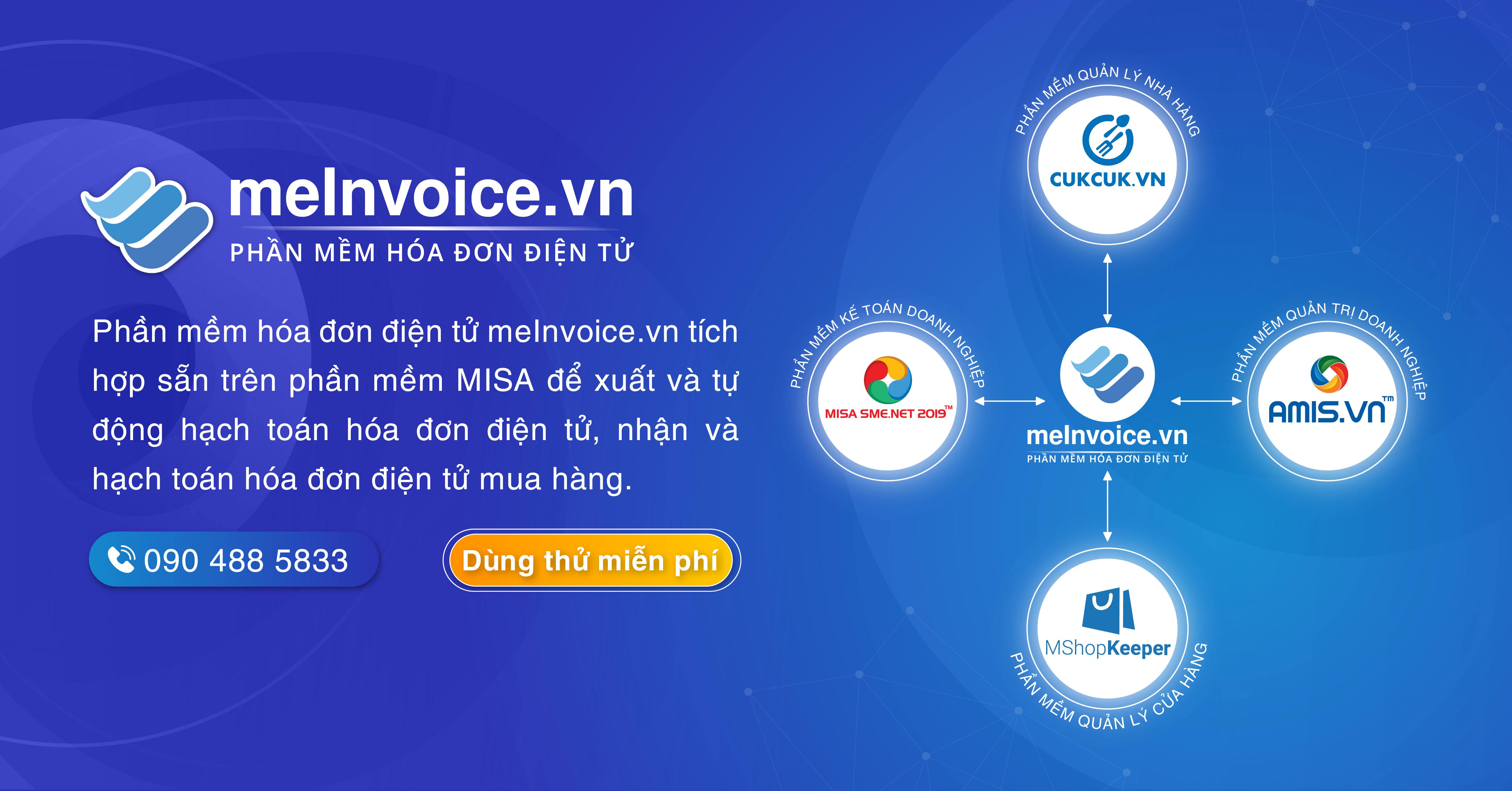 Phần mềm hóa đơn điện tử meInvoice.vn được tích hợp sẵn trên phần mềm MISA