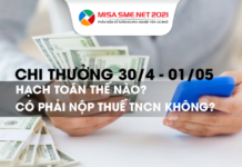 hạch toán chi tưởng 30/4-1/5.