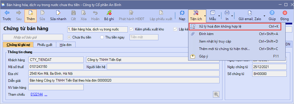 xử lý hóa đơn