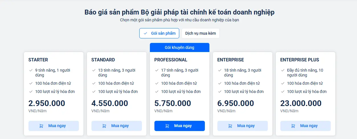 Giá phần mềm kế toán MISA AMIS