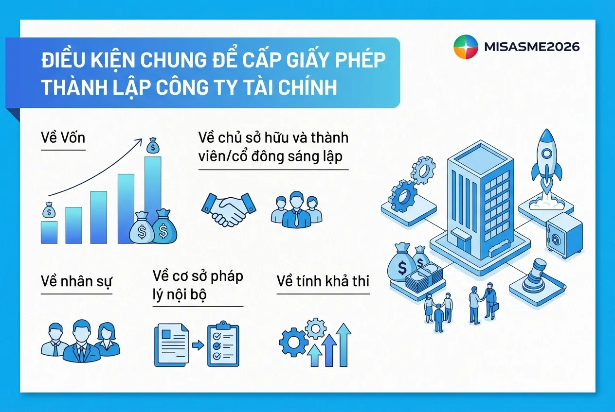 điều kiện chung để cấp giấy phép thành lập công ty tài chính