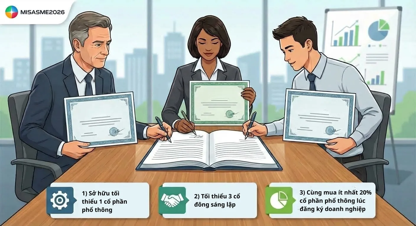 Điều kiện để trở thành cổ đông sáng lập công ty cổ phần