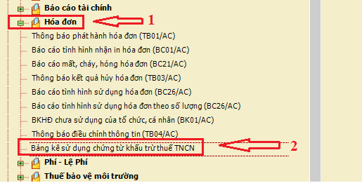 báo cáo sử dụng chứng từ khấu trừ thuế tncn