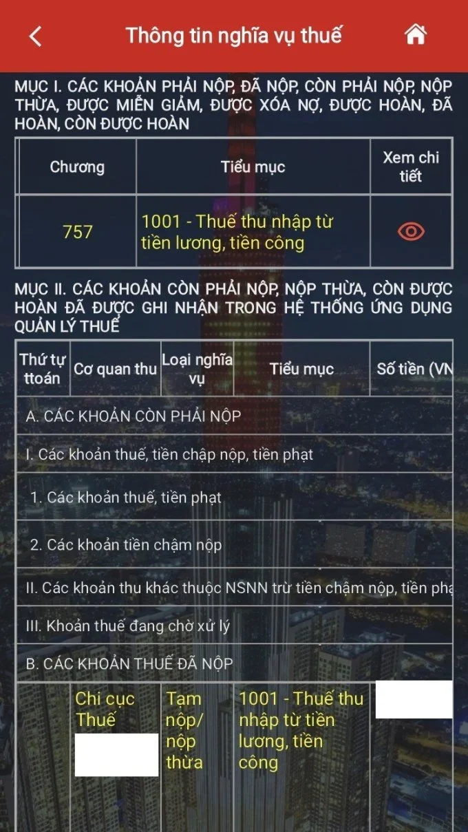 tra cứu nợ thuế thu nhập cá nhân