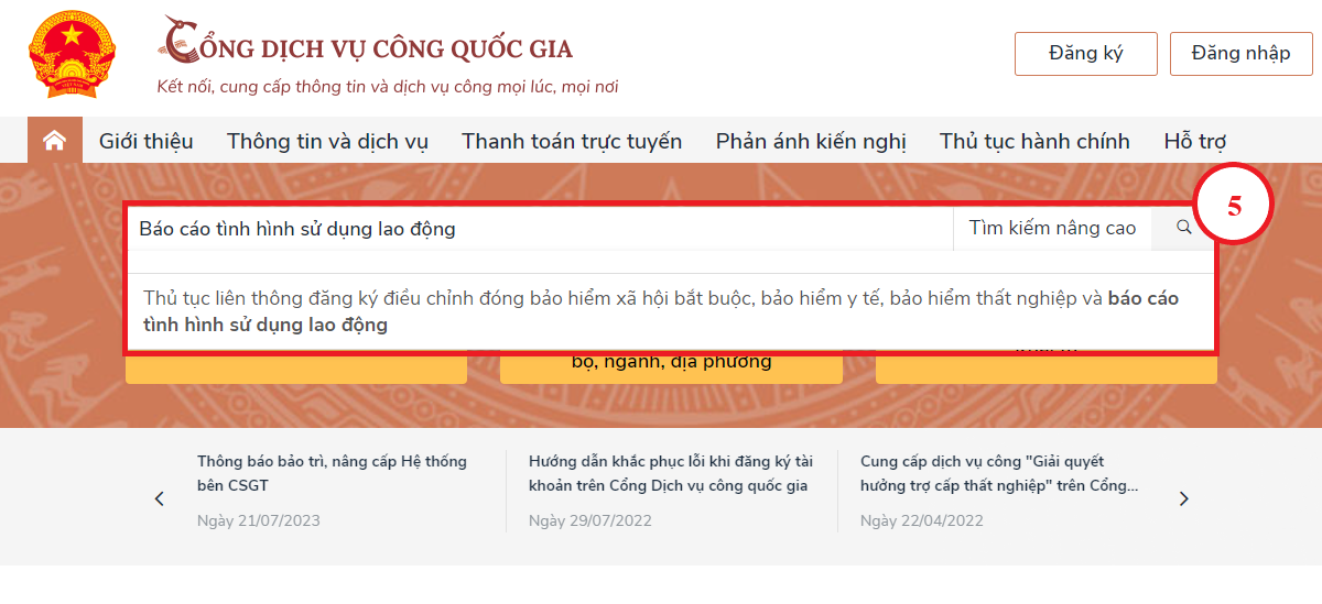 nộp báo cáo tình hình sử dụng lao động online