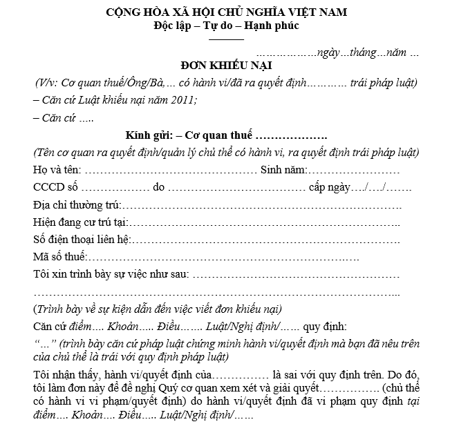 mẫu công văn hỏi đáp gửi chi cục thuế