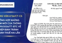 Công văn 4736/CT-CS: Tổng hợp những điểm mới của Thông tư 95/2026/TT-BTC về Hiệp định tránh đánh thuế hai lần