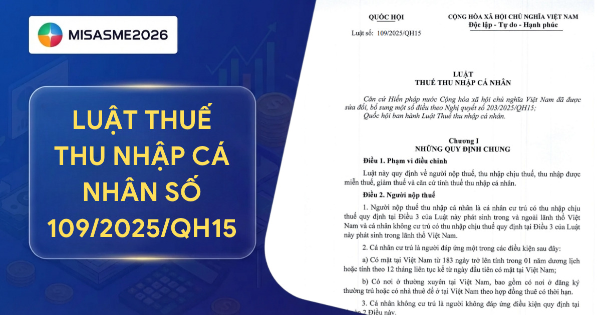 luật thuế thu nhập cá nhân mới nhất số 109 2025 qh 15 Luật thuế thu nhập cá nhân mới nhất số 109/2025/QH15