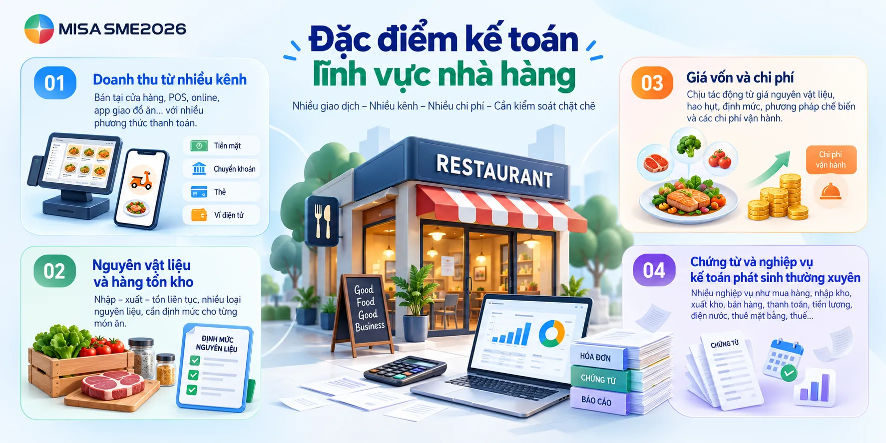 Các đặc điểm kế toán trong lĩnh vực nhà hàng