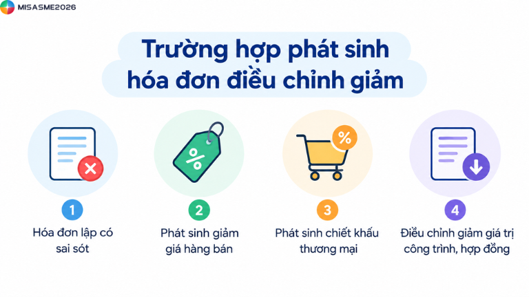 hạch toán hóa đơn điều chỉnh giảm trên misa